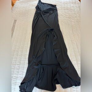 New woman’s medium Elegant Black dress- cute slit up the front and one sleeve!